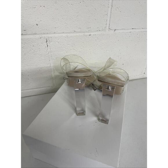Tony Bianco Kiki clear vynalite & blush kid suede ankle wrap heel sandal 8.5 NIB